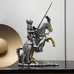 Roman medieval warrior armor heroic knight figures decoration European kamen rider horse art statue