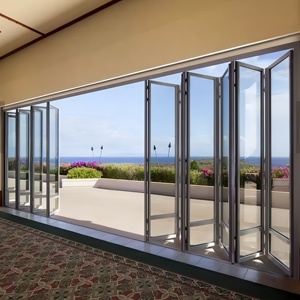 Personalizado de alta resistencia plegable Villa sala de estar puerta plegable de fibra de vidrio moderno viento a prueba de sonido Exterior de aluminio de vidrio plegable - Product Image 3