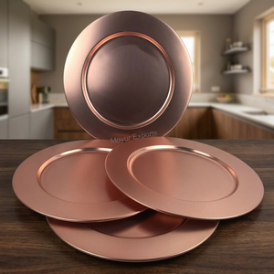 Assiette de Présentation Élégante en Acier Inoxydable Très Demandée, Finition Cuivre Rose Doré, Classique, Écologique, Raffinée, Résistante à la Rouille Mayur - Product Image 2