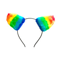 Bandeaux de fête pour adultes et enfants, couleurs arc-en-ciel, oreilles de chat en peluche, HPC-3816