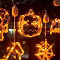 Luci Decorative LED di Halloween, Ornamenti per la Casa, Lampade a Ventosa per Creare Atmosfera, Articoli Festivi, Lanterne a Zucca per Decorazioni
