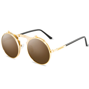 Luxury Gold Metal Sunglasses UV400 Unisex <b>Steampunk</b> <b>Glasses</b> for Travel Women or Men - Product Image 4