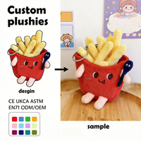 Porte-clés en peluche personnalisable en forme de frites, faible MOQ, prise en charge du logo personnalisé, porte-clés en peluche sur mesure