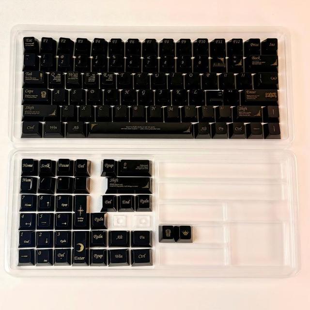 Wholesale Stock Small Full Set of Cherry Height PBT Customized DIY Mechanical Keyboard Keycaps Black Ceramic