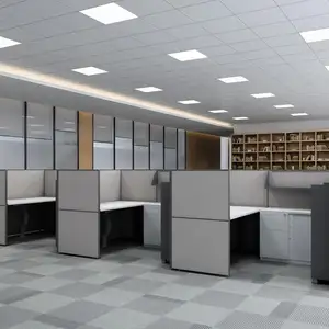 L şekli sit standı iş istasyonu lüks masa ofis bacaklar 4 koltuklu büyük beyaz ve altın iş istasyonu ofis masası
