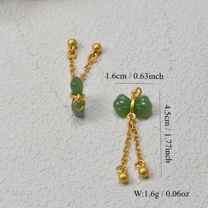 Colgantes de borlas esmaltadas de estilo retro chino, dijes de aleación de imitación de jade para la fabricación de joyas, primavera 2024 - Product Image 2