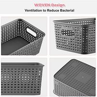 Paniers de rangement en plastique avec couvercles bacs de rangement empilables petite organisation de garde-manger conteneurs de stockage pour étagères tiroirs