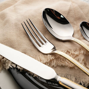 Набор домашней посуды высокого класса, 4 шт., 304 из нержавеющей стали, позолоченный винтажный набор тяжелых столовых приборов для торжественных мероприятий, роскошная свадьба - Product Image 4