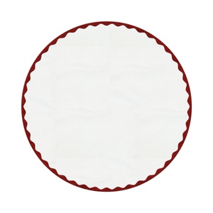 Handmade Scallop Embroidered Monogram <b>Linen</b>/Canvas Napkins & Placemats Wedding & Dinner <b>Table</b> <b>Cloth</b> Accessories - Product Image 2