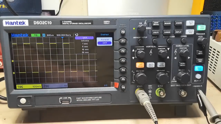 Hantek DSO2C10 Oszilloskop – 2CH, 100 MHz, 1GSa/s, 8M Speicher, 32 Auto-Messungen