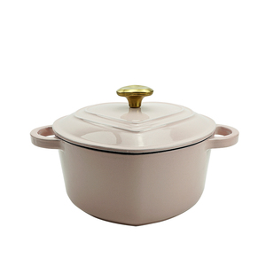 <span class=keywords><strong>Cocotte</strong></span> rouge personnalisée en forme de coeur 2QT en fonte émaillée four hollandais à induction pain en métal marmite à soupe couvercle boîte casseroles basses - Product Image 5