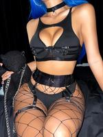 Nuisette sexy pour femmes, body résille transparent brillant, lingerie mature avec ouverture et dévoilement des mamelons