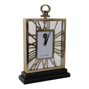 Elegante Orologio da Tavolo Rettangolare Moderno in Metallo e Vetro con Numeri Romani per Casa e Ufficio - Product Image 2