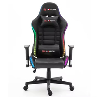 Chaise de Gamer en Similicuir au Design Moderne avec Lumières LED RGB, Chaise d'Ordinateur pour Jeux - Vente Flash
