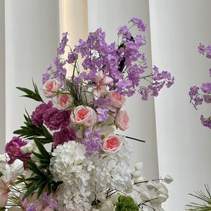 Nouvelle Composition Florale en Corne de Mouton Rose Violet, Décoration d'Arche de Scène de Mariage, Cadre en Corne de Mouton, Décorations Florales Artificielles - Product Image 4