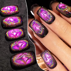 Esmalte de Uñas Magnético Rosa Brillante Efecto Ojo de Gato, Gel Láser Colorido, Holográfico Plateado Semipermanente - Product Image 2
