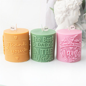 Moule à bougie colonne DAD, moule cylindrique lettre <span class=keywords><strong>MAM</strong></span>, moule en silicone écologique Sanzon, cadeau fête des pères, décoration maison - Product Image 5