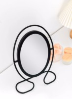 Vente en gros, cadre en métal moderne, vanité de Table, miroir cosmétique de maquillage ovale noir