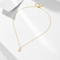 Collier pendentif larme minimaliste en argent sterling 925 Collier goutte d'eau opale plaqué or pour femme