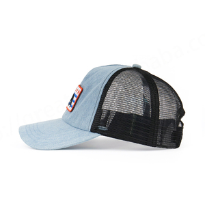 Oem Factory Wholesale Custom Animal Patch Logo 5 Panel Mesh Terry Performance Denim Trucker Hat Unstructured - Product Image 6
