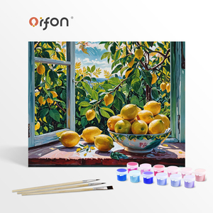 Набор для рисования маслом ORFON: Натюрморт с лимонами, раскраска по номерам для взрослых, декор для кухни и окон, настенное искусство - Product Image 1