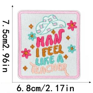 Hot Sell Iron on Embroidery Christmas Teacher Day Patch for Clothes <b>Hat</b> <b>Bag</b> Decoration - Product Image 3
