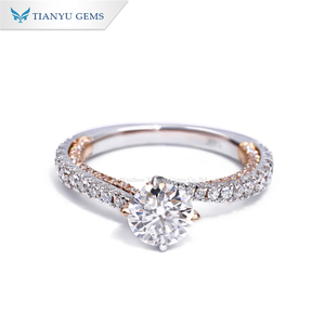 Bague de fiançailles Tianyu Gems en moissanite de 6 mm couleur D avec matériau en or blanc et jaune 18 carats <span class=keywords><strong>Us5</strong></span> - Product Image 1