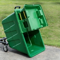 Conteneur à déchets de 400 litres, poubelle extérieure avec double couvercle, camion à ordures sanitaire de 400L avec pédale en métal et 4 roues