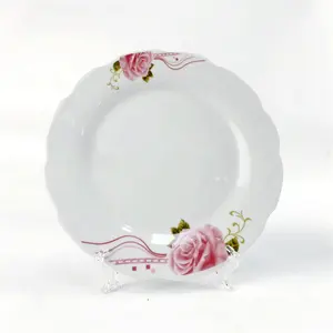 Placa de cena de cerámica esmaltada de encaje, impresión rosa, estilo avanzado, venta directa de fábrica, se puede personalizar