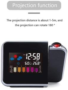 Réveil numérique LED, affichage de l'heure, du jour et de la Date, avec <span class=keywords><strong>projecteur</strong></span> USB, fonction Snooze et thermomètre pour Station météo - Product Image 3