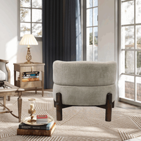 Fauteuil d'appoint moderne en tissu avec pieds en bois d'hévéa, confortable pour salon, chambre ou hôtel