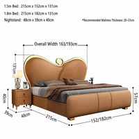 Cadre de lit luxueux au design italien, revêtement en similicuir, structure en pin massif, options de taille Queen/King avec sommier intégré
