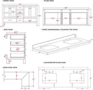 Итальянская мраморная мебель для ванной комнаты, прямоугольные раковины для отеля, 60 дюймов, синие Шкафы для ванной комнаты - Product Image 6