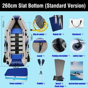 Bote Inflable <span class=keywords><strong>de</strong></span> PVC <span class=keywords><strong>de</strong></span> 2.6 M, Kayak <span class=keywords><strong>de</strong></span> <span class=keywords><strong>Pesca</strong></span> <span class=keywords><strong>para</strong></span> 3 Personas, Bote con Piso <span class=keywords><strong>de</strong></span> <span class=keywords><strong>Madera</strong></span>, Canoa con Accesorios, Proceso <span class=keywords><strong>de</strong></span> Calor Completo Contra el Agua Salada - Product Image 6