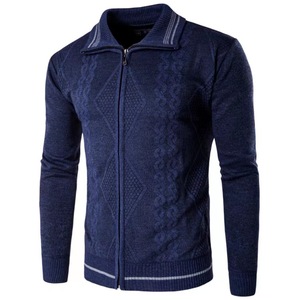<span class=keywords><strong>Pull</strong></span> pour homme Bon marché Full Zipper Knitwear Customize Twist Pattern Cardigan - Product Image 3