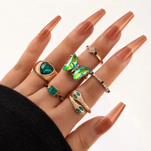 Fashion gold diamond butterfly snake metal rings for dress set for women Wholesale N2210283