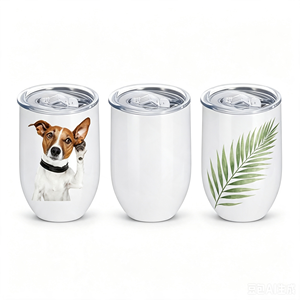 Gobelet isotherme en acier inoxydable de 12 oz avec paille, tasse de sublimation blanche sans pied, mug de voyage pour adultes - Product Image 5