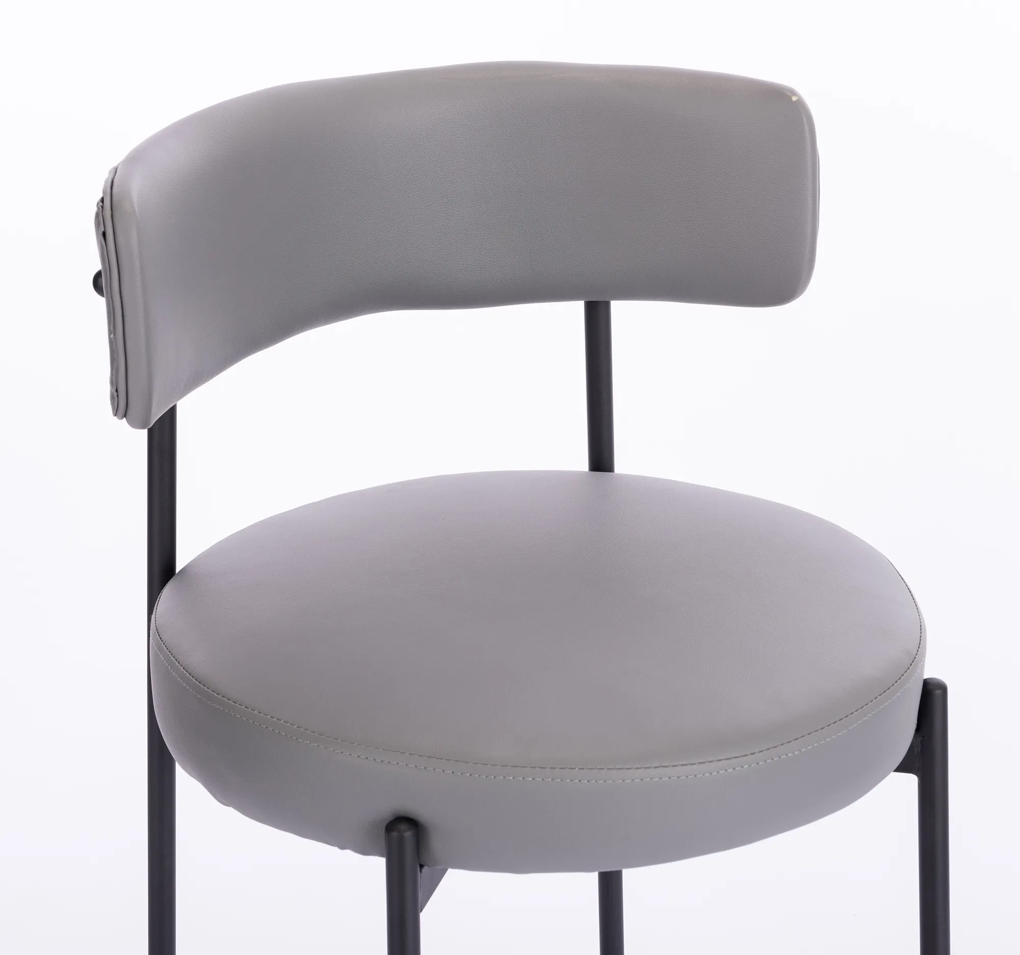 Modern Design Mid Back Leather Metal Frame Soft Leather Seat Cushion Kitchen Counter Bar Stool