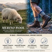 Calcetines de esquí y senderismo profesionales de lana merino engrosada para invierno, personalizados, de punto, con forro de rizo, de caña media, con MOQ bajo