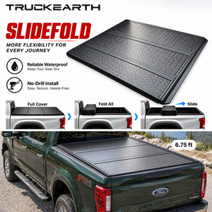 Ford F-250 Sliding Tri Fold Tonneau Cover for 6.75 ft Bed Hard Folding Aluminum Truck Bed Cover with No Drill Sliding Rails - Product Image 1