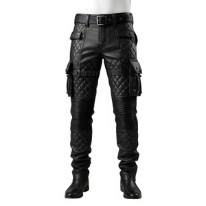 Pantalon en cuir véritable pour homme de haute qualité, style punk, jeans, pantalon BLUFF, pantalon de motard - Product Image 1