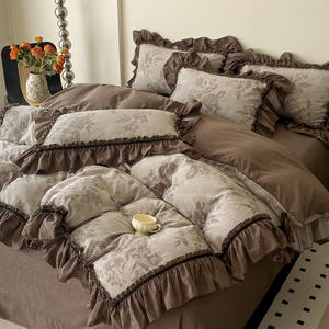 Set Sprei Kasur 11 Potong Gaya Retro Mewah, Bahan Linen Jacquard Tebal yang Dicuci, Tahan Air, Isi Wol 300tc, Cocok untuk Asrama - Product Image 6