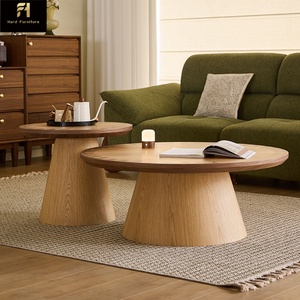 Mesa de Centro Redonda Creativa de Diseño Italiano, Mesa de Centro de Madera Retro Maillard para Sala de Estar - Product Image 5