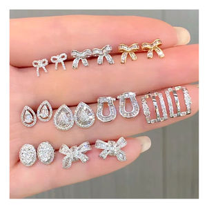 Aretes para mujer elegante alta calidad plata esterlina 925 pendiente pendientes de acero inoxidable forma de corazón - Product Image 1