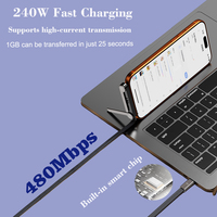 Câble de charge rapide USB-C vers USB-C personnalisé en usine 240W avec support (1m/1,5m) – Cordon de chargeur PD haute vitesse pour téléphone, tablette