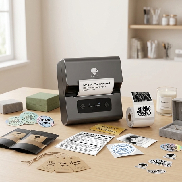 Phomemo M221 Business Label Maker 3-Inch Thermal Label Printer, High-Speed Continuous Printing Stable Alignment