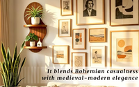 Étagères flottantes en pin à lattes verticales ondulées à 2 niveaux, style moderne du milieu du siècle, bohème rustique, marron, support amovible pour plantes suspendues