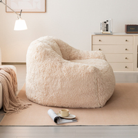 Fauteuil pouf moderne surdimensionné en fausse fourrure de lapin, extra doux, carré, élégant, pour salon, avec rembourrage en mousse compressible