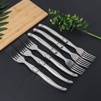 Ensemble de 24 couverts écologiques en acier inoxydable de style campagnard, couteaux à steak, fourchettes à dîner, cuillères à dîner/thé, cadeaux d'affaires