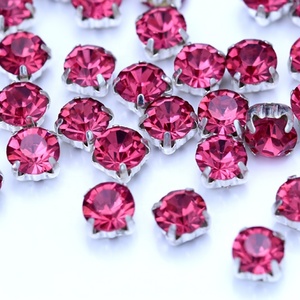 Oleeya Luxury <b>Machine</b> <b>Cut</b> Round Sew on Rhinestones Glass Rose Chaton With Claw for Evening Dresses - Product Image 5